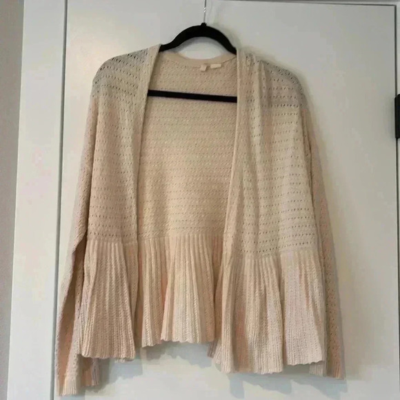 Moth Sweaters - Moth Peplum Open Cream Cardigan - Cute Flouncy Fit - Size Large